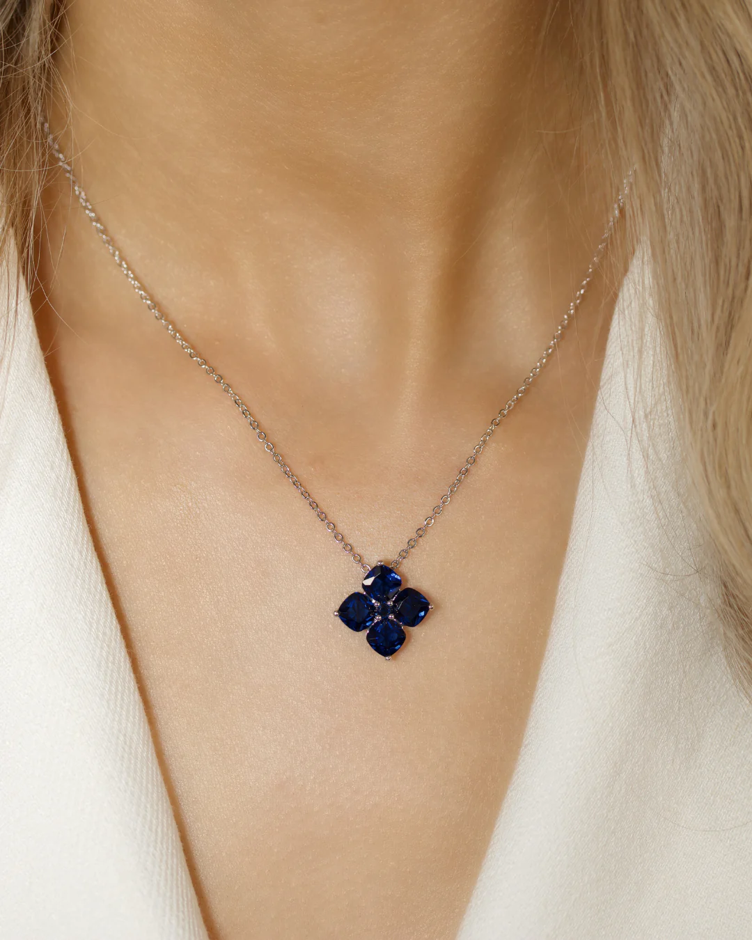Crystal Hydrangea Necklace - Blueberry - Image 2