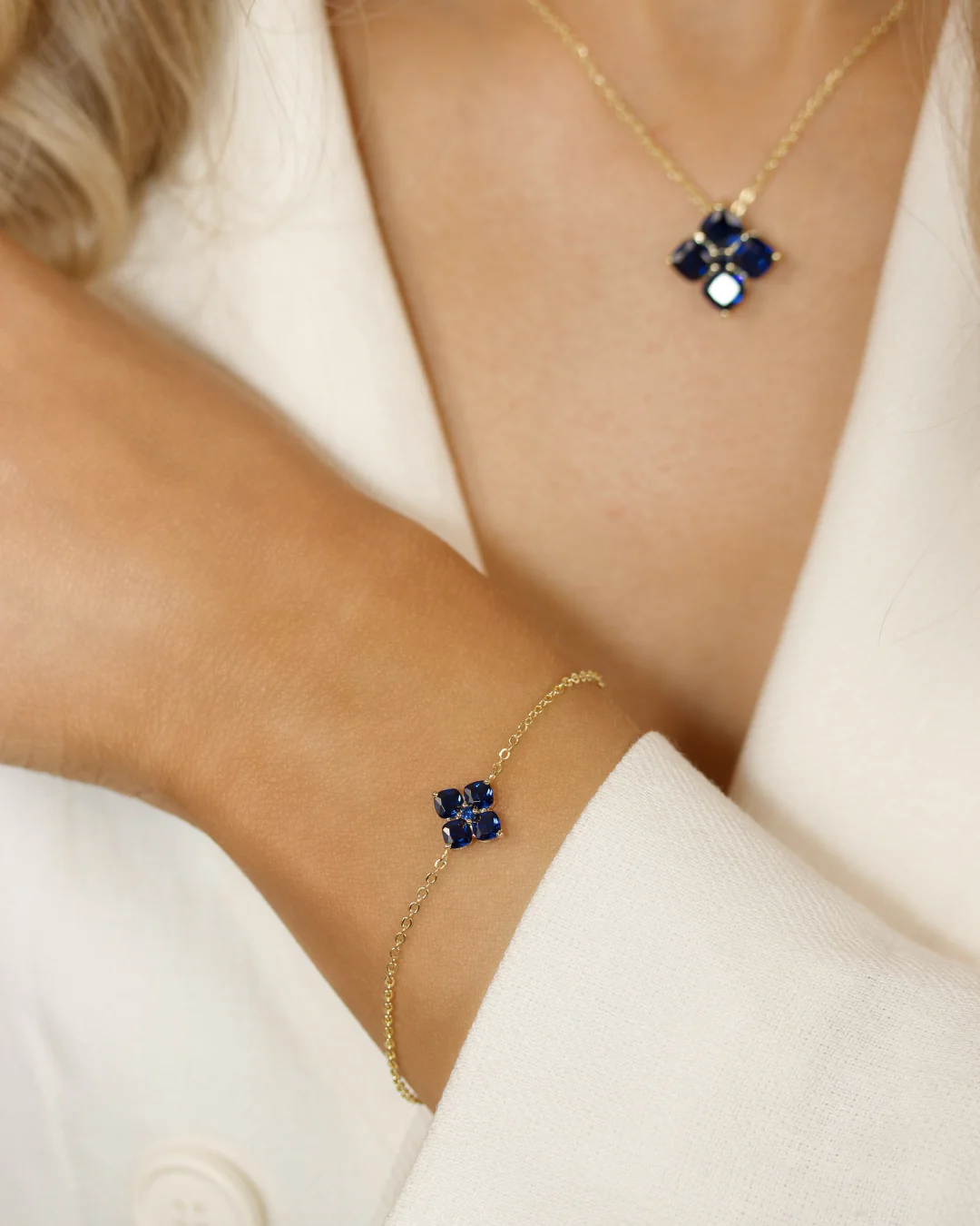 Crystal Hydrangea Necklace - Blueberry - Image 3