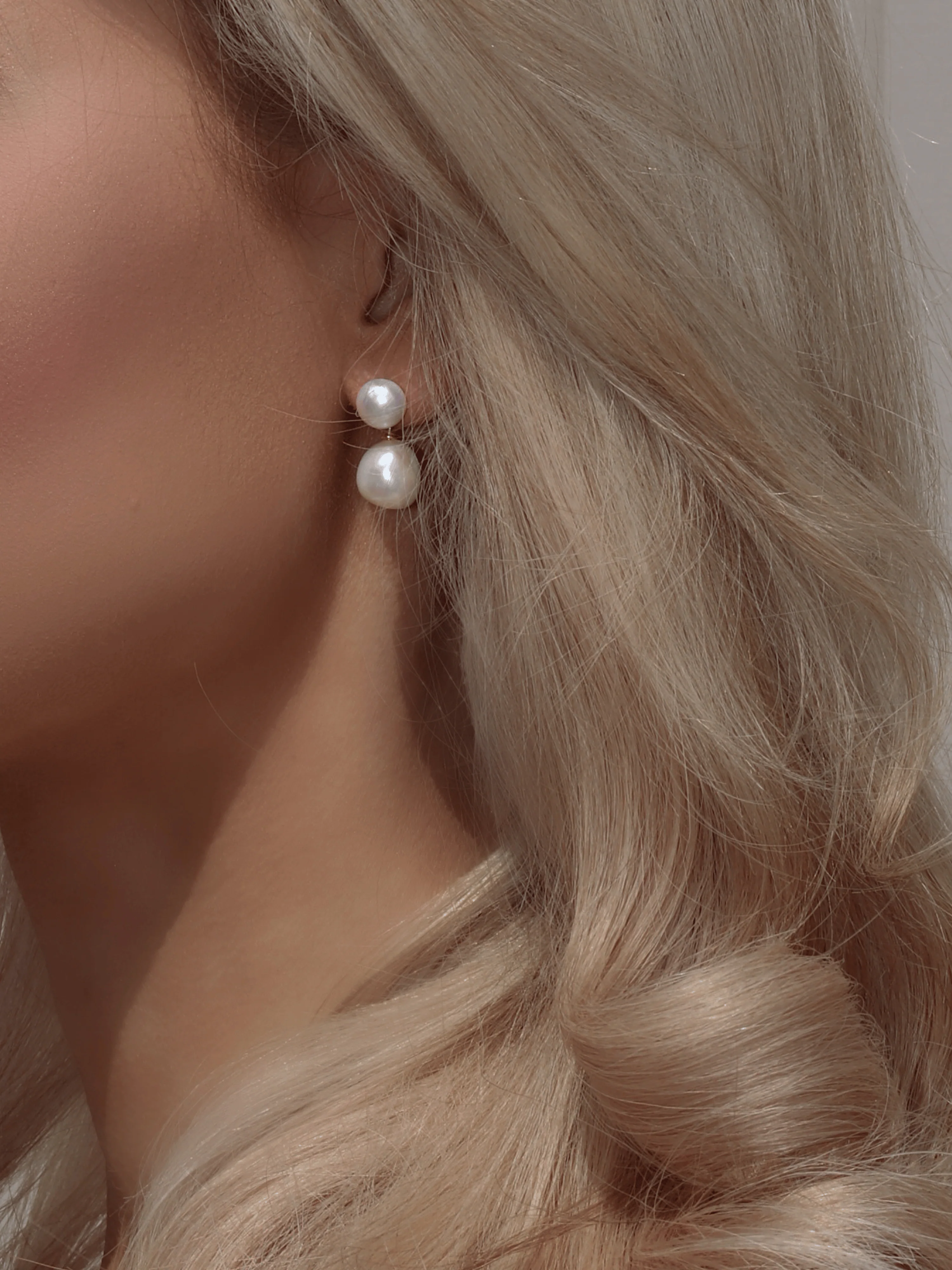 Delphine Double-Pearl Drop Earrings - Image 3