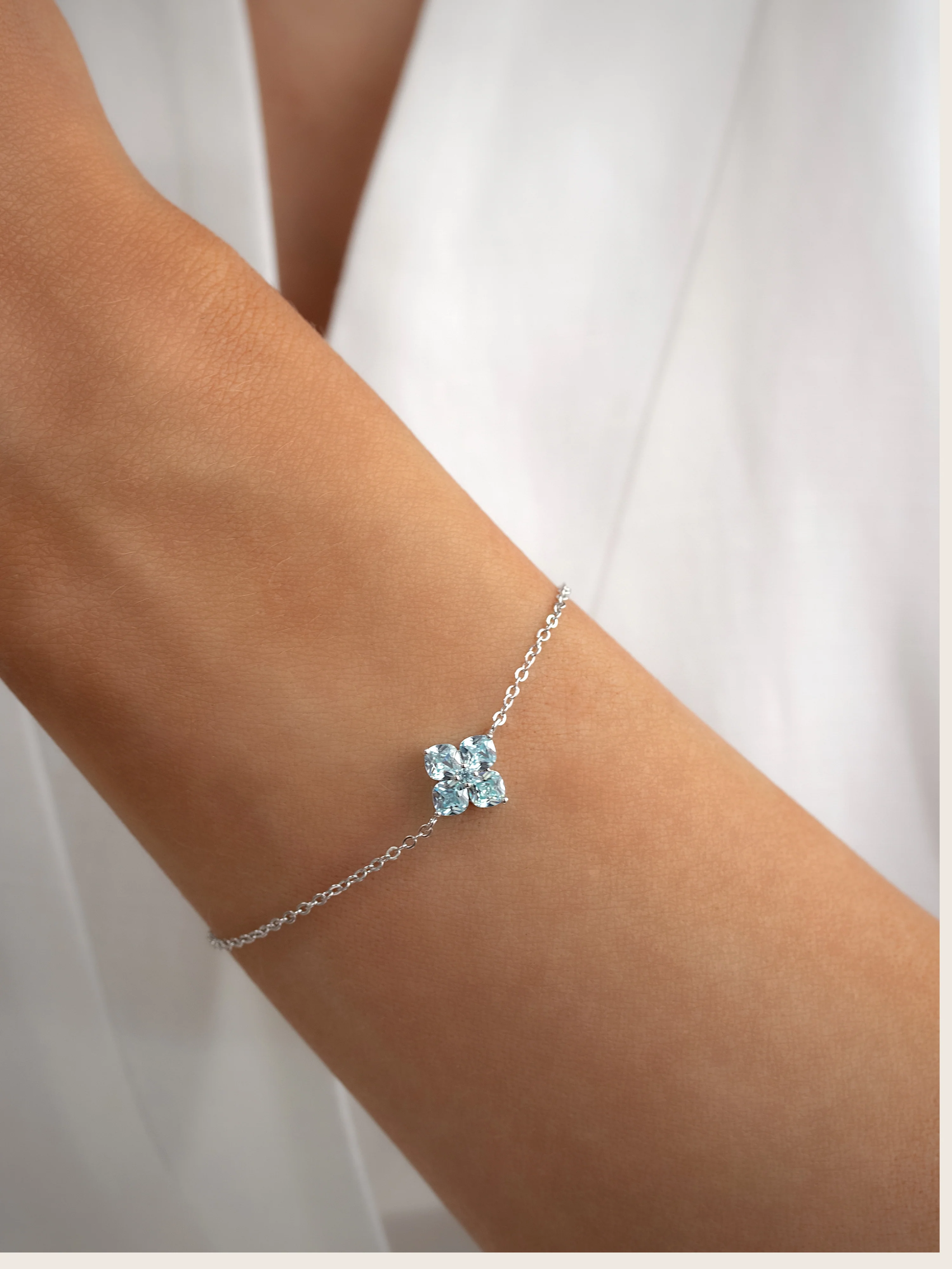 Mini Crystal Hydrangea Bracelet - Aqua - Image 2