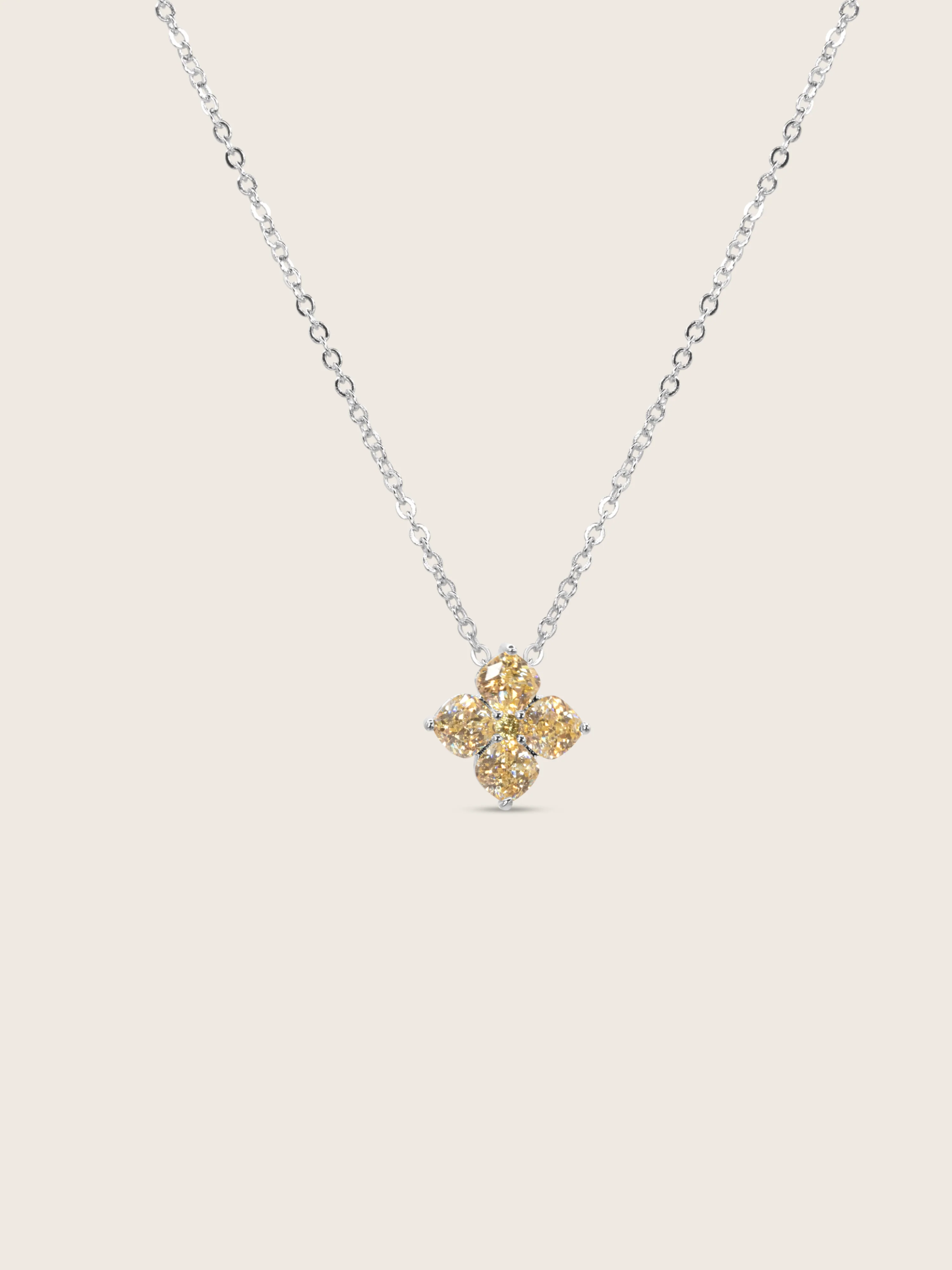 Mini Crystal Hydrangea Necklace - Lemon Drop - Image 2