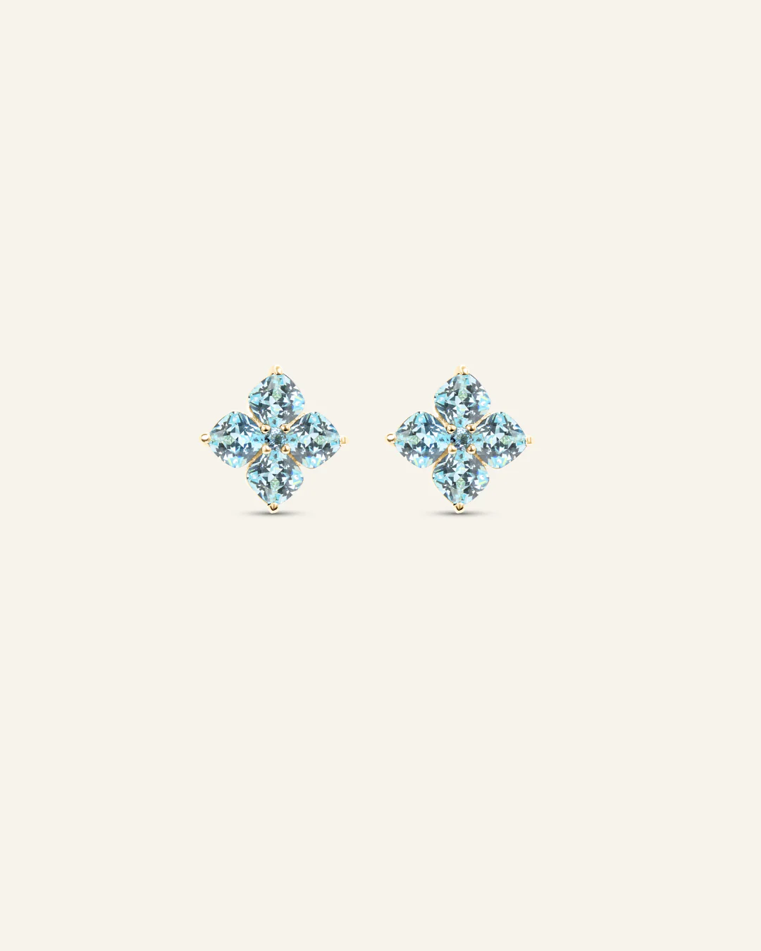 Mini Crystal Hydrangea Stud Earrings - Aqua - Image 2