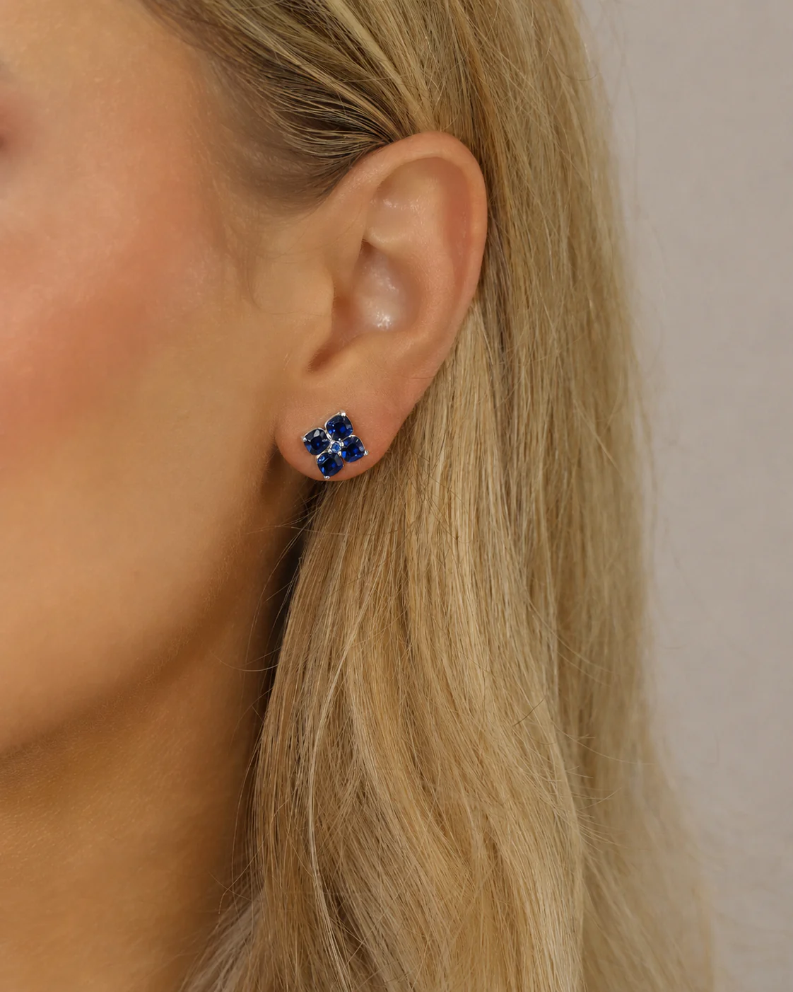 Mini Crystal Hydrangea Stud Earrings - Blueberry - Image 2