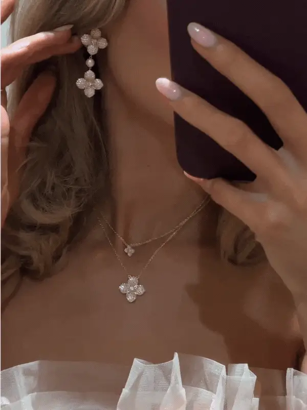 Mini Hydrangea Necklace - Light Pink - Image 4